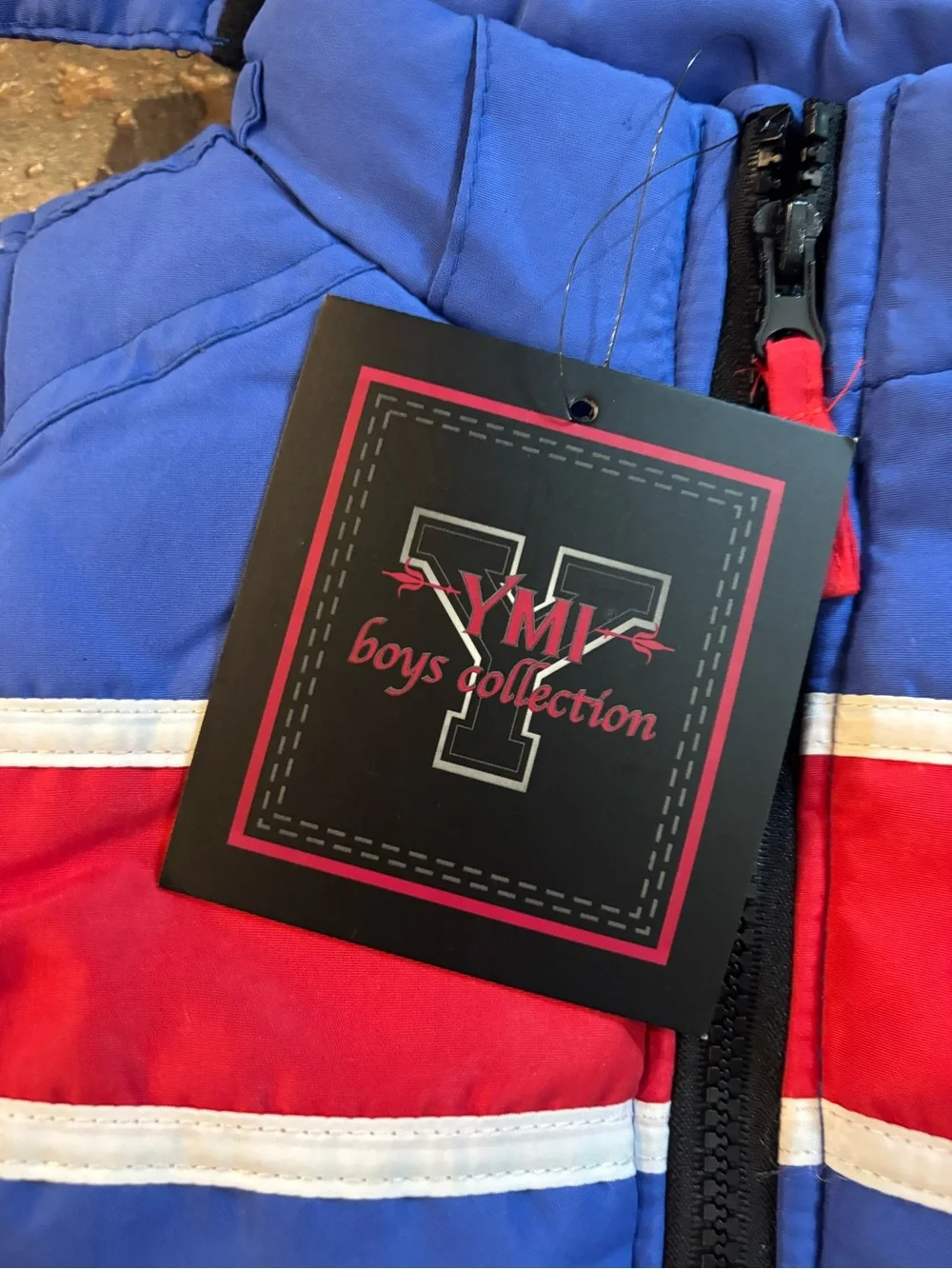 YMI Boys Blue Red White Puffer Jacket with Hood